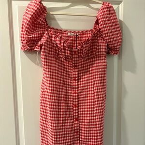 Glamorous Red Checkered / Gingham Button-Down Dress